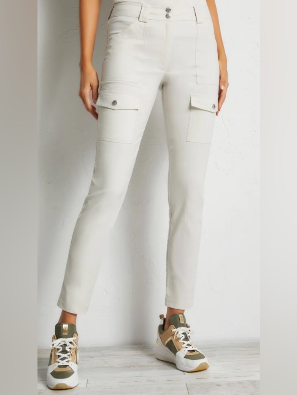 Anatomie Kate Skinny Cargo Pants White Silver Medium Italy - Picture 10 of 10
